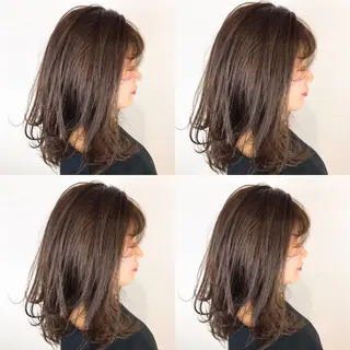 ミディアム カラー 韓国レイヤーカット/ ダブルカラーのヘアスタイル