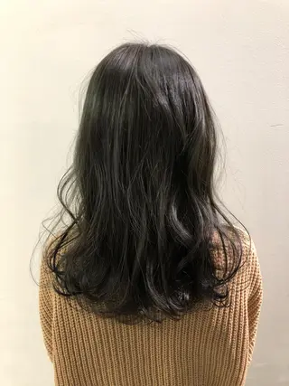 セミロング カラー brace今里店店長 加井直樹のヘアスタイル