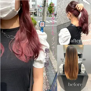 ミディアム カラー ヘアアレンジ 美髪矯正・レイヤー 倉友哉のヘアスタイル