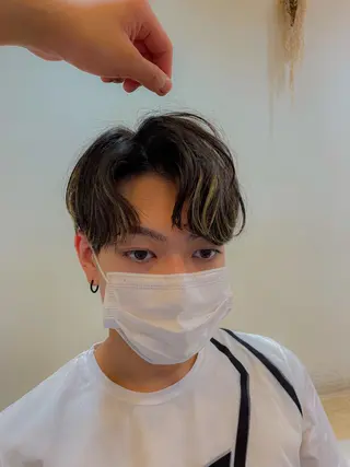 ミディアム カラー メンズ メンズパーマ 赤司 泰樹のヘアスタイル