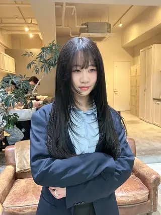 ロング 髪質改善×ハイトーン レイヤー天神美容室のヘアスタイル