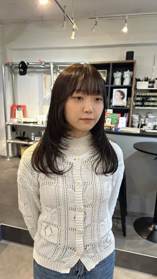 セミロング カラー レイヤー/ハイトーン WAKANAのヘアスタイル