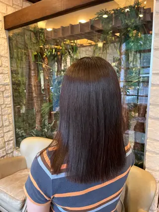 セミロング 縮毛矯正／艶カラー アオキタイキのヘアスタイル