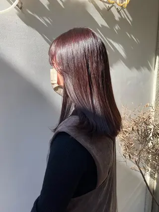 ミディアム カラー オリーブ/アッシュ やわらか透明感カラーのヘアスタイル