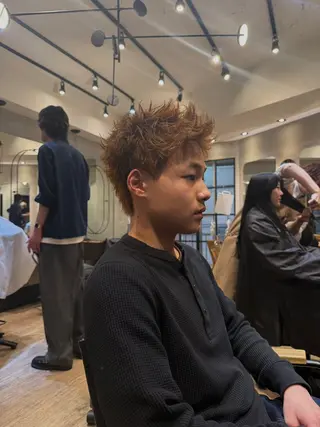 ショート カラー パーマ メンズ メンズショート/ピン パーマ/新宿/フウガのヘアスタイル