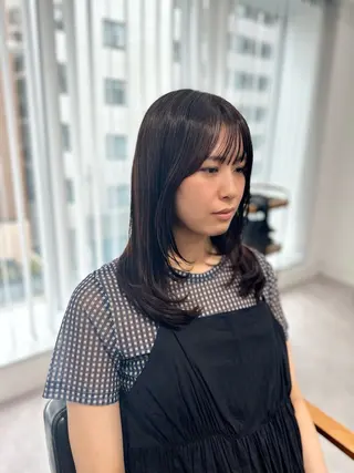 セミロング カラー パーマ ヘアアレンジ メンズ キッズ レイヤーカット 🌿透け感カラーのヘアスタイル