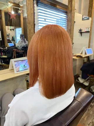 ミディアム カラー ブリーチ毛対応酸性 ストレート🌈サキのヘアスタイル