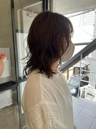 ミディアム パーマ くせっ毛カット タツヤのヘアスタイル