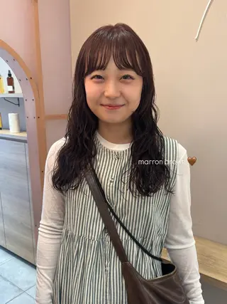 ミディアム パーマ 谷川 優奈のヘアスタイル