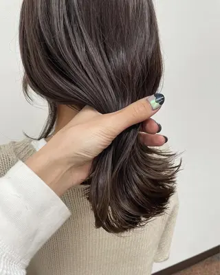 セミロング カラー ヘアアレンジ 酸性縮毛矯正🧴韓国 レイヤー/髪質改善のヘアスタイル
