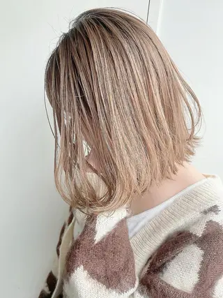 セミロング カラー パーマ ヘアアレンジ メンズ ハイトーン/レイヤー 🌸さくらのヘアスタイル