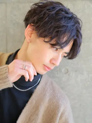 ショート パーマ メンズ ✨ブリーチなし透明感 池袋 水野のヘアスタイル
