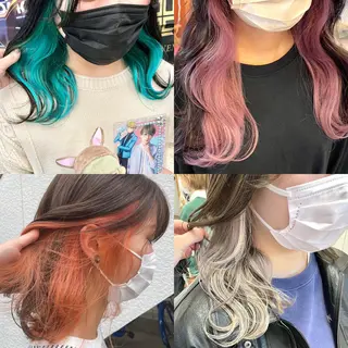 ミディアム カラー インナーカラー 推し ブリーチ  髪質改善のヘアスタイル