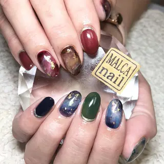 ミディアム カラー パーマ ヘアアレンジ ネイル マツエク・マツパ 荒木 莉奈のネイルデザイン