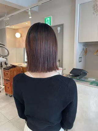 ミディアム 切りっぱなしボブ ソノキユウカのヘアスタイル