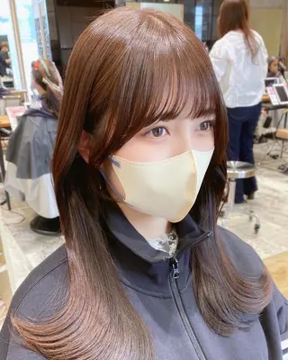 セミロング カラー 顔まわりカット🌟 くびれヘア/寺門遥輝のヘアスタイル