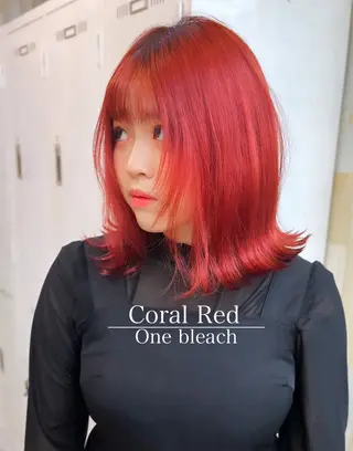 ミディアム カラー パーマ ヘアアレンジ 二ヶ月綺麗なデザイン カット/星野六三四のヘアスタイル