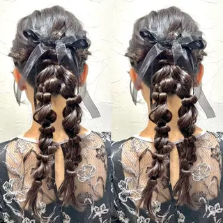 ロング ヘアアレンジ ヘアメ🎀推しカラー 🥣横浜/しほ🧸のヘアスタイル