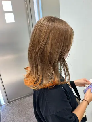 ミディアム カラー 中川 茜里のヘアスタイル