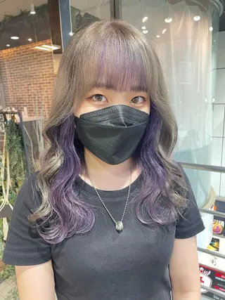 セミロング aya/小顔レイヤー /柔らかカラーのヘアスタイル