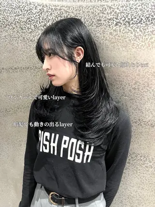 セミロング カラー 尾崎隼大 レイヤー/ウルフのヘアスタイル