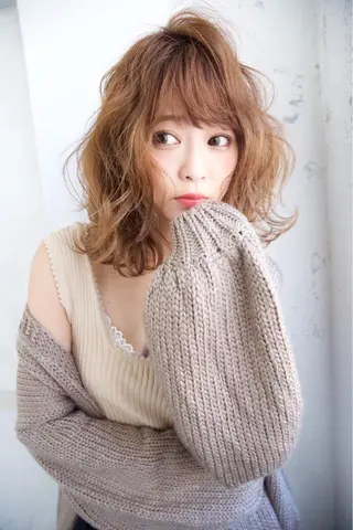 セミロング カラー パーマ ヘアアレンジ 可愛いを作る神 ナオヒロのヘアスタイル