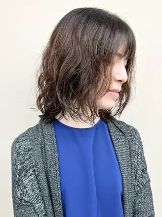 セミロング パーマ ボブ/ゆるふわ ボブパーマ/とういのヘアスタイル