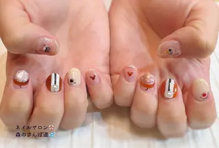 ネイル ショートネイル 森のさんぽ道のネイルデザイン