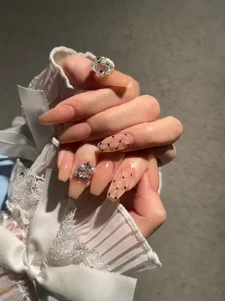 ネイル I-nailロング /ワンホン/キラキラのネイルデザイン