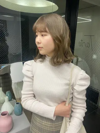 セミロング カラー 似合わせカット ツヤカラー/和田陽向のヘアスタイル