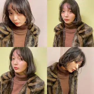 ショート カラー パーマ ヘアアレンジ メンズ キッズ ネイル mana 暖色カラーカットのヘアスタイル