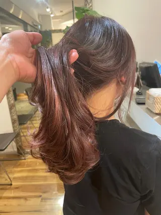 ロング カラー 小顔カット前髪 顔周りカット林亮佑のヘアスタイル