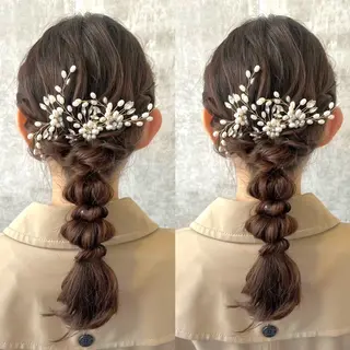 セミロング ヘアアレンジ ヘアメ🎀推しカラー 🥣横浜/しほ🧸のヘアスタイル