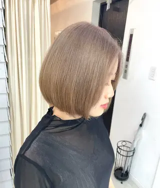 ミディアム カラー ブリーチ有無Wカラー メンズパーマ大成のヘアスタイル