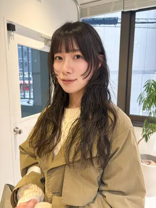 ロング カラー レイヤーカット🍏 パーマ/ののかのヘアスタイル