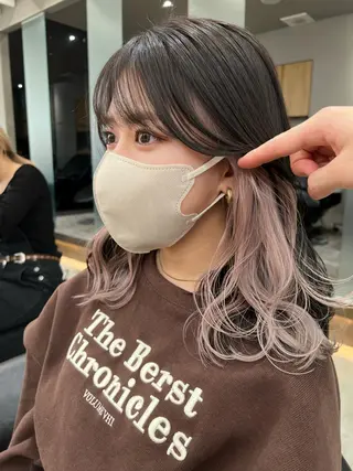 セミロング カラー レイヤー&カラー 人気美容師倉崎涼のヘアスタイル