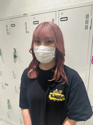 セミロング カラー シールエクステ/ ブリーチカラーのヘアスタイル