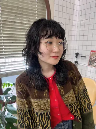 ミディアム パーマ ボブパーマ/パーマ ウルフパーマのヘアスタイル