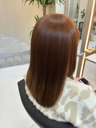 ミディアム カラー パーマ 丸山 比奈のヘアスタイル