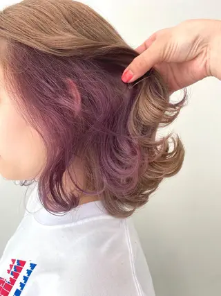 ミディアム カラー ヘアアレンジ 🦄インナーカラー 🦄貫井彩花のヘアスタイル