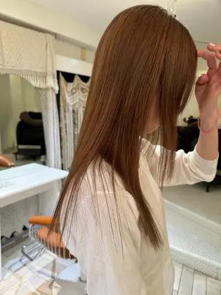 カラー ブリーチカラー🎀 韓国風/寺門美優のヘアスタイル