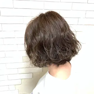 ミディアム パーマ ショート/似合わせ レイヤー/福岡聖容のヘアスタイル