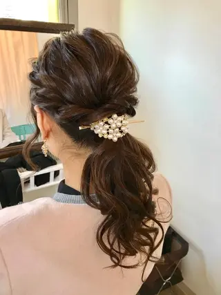 セミロング ヘアアレンジ 早朝✨ヘアセット 着付け/清水玲歌のヘアスタイル