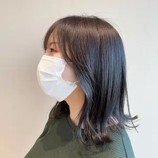 ミディアム カラー 切りっぱなしボブ/ 蒲生四丁目/伊藤瑠唯のヘアスタイル