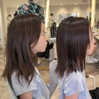 ミディアム 縮毛矯正/白髪ぼかし ショートボブ/鈴木のヘアスタイル