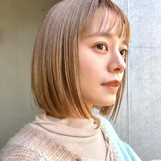 ミディアム カラー 暖色/艶髪/ボブ/ ショート/Ayaのヘアスタイル