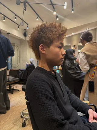 ショート カラー パーマ メンズ メンズショート/ピン パーマ/新宿/フウガのヘアスタイル