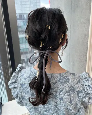 セミロング ヘアアレンジ サソウ ユリエ🥥のヘアスタイル