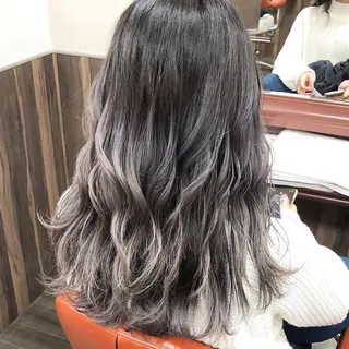 セミロング カラー Lull1人美容室 バレイヤージュのヘアスタイル