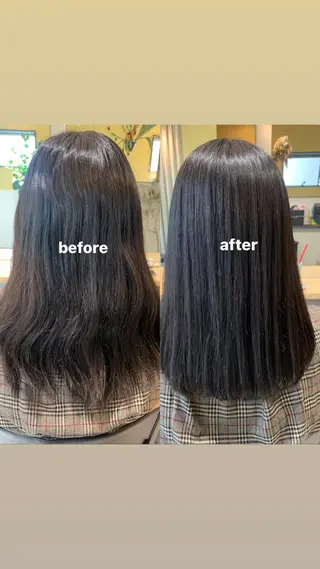 セミロング パーマ hub hair レイヤー/透明感のヘアスタイル